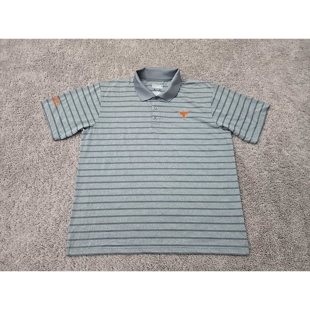 Texas Longhorns Polo Shirt Mens XL Short Sleeve NCAA Section 101 Majestic Gray